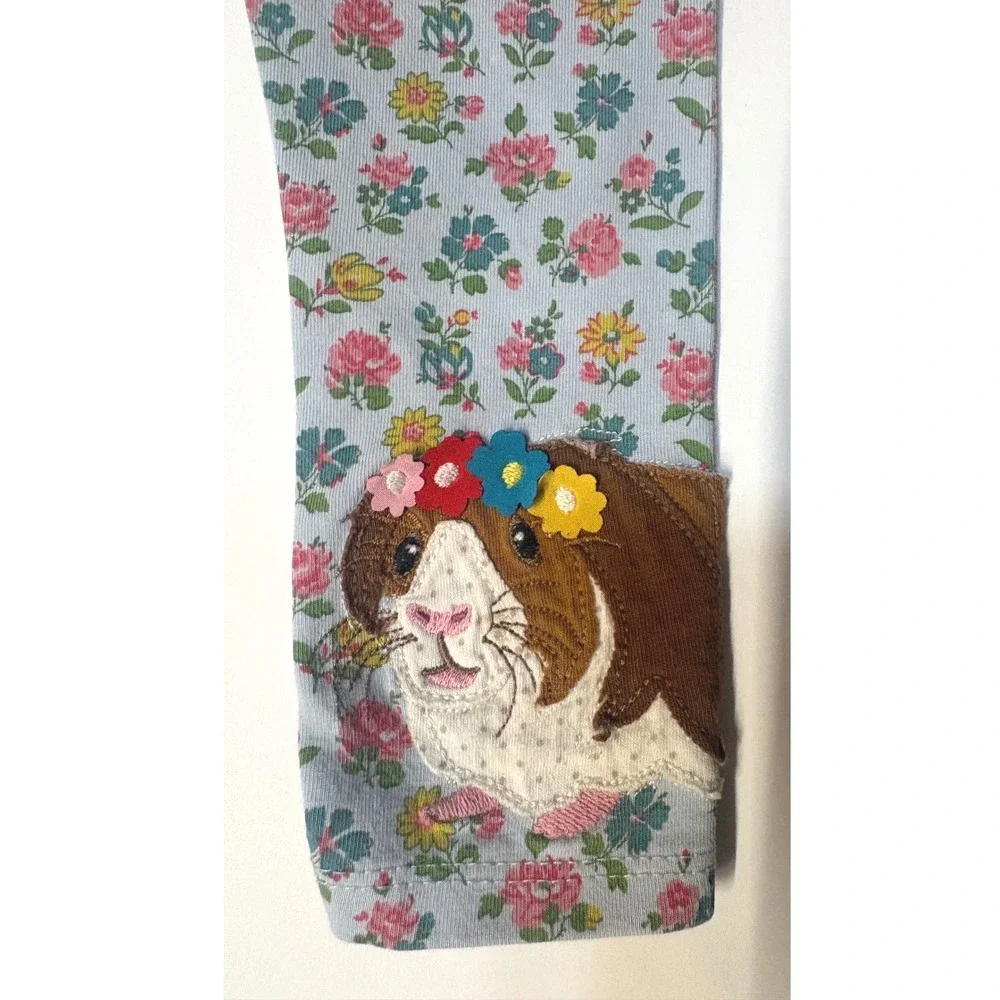 Biden Girls Size 4-5 Guinea Pig Leggings Pants Floral Flowers Back to School